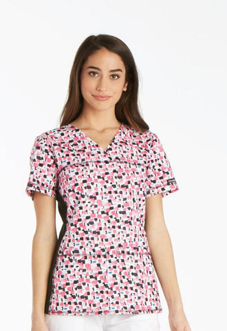 V-Neck Knit Panel Top