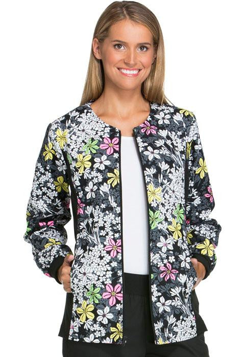 Zip Front Knit Panel Warm-Up Jacket