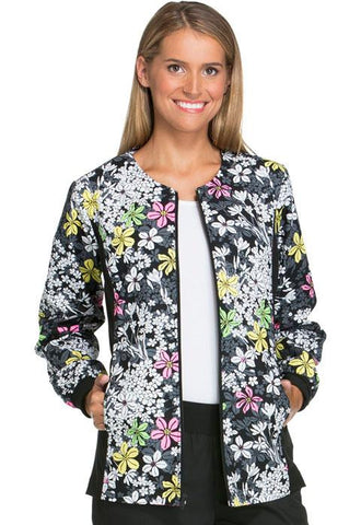 Zip Front Knit Panel Warm-Up Jacket