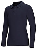 Girls Long Sleeve Fitted Interlock Polo