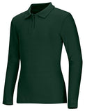 Girls Long Sleeve Fitted Interlock Polo