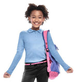 Girls Long Sleeve Fitted Interlock Polo