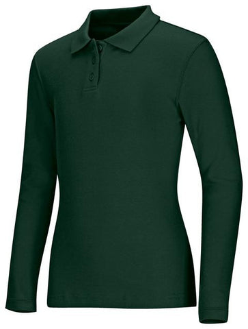 Girls Long Sleeve Fitted Interlock Polo