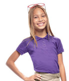 Girls Short Sleeve Fitted Interlock Polo