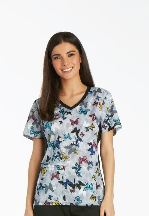 V-Neck Knit Panel Top