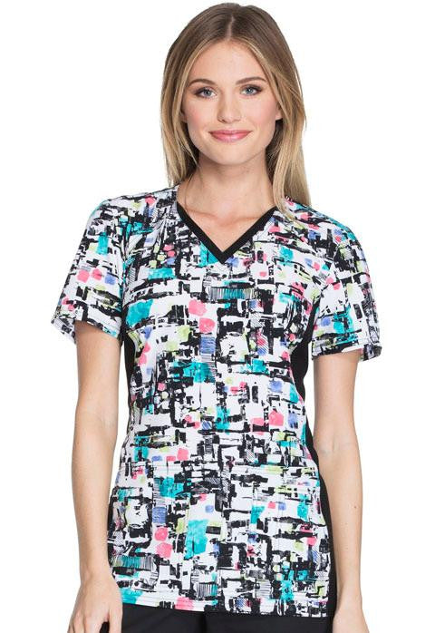 V-Neck Knit Panel Top