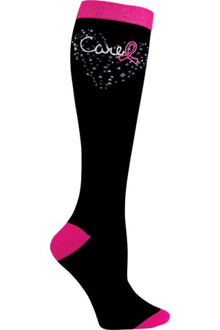 1pr Pink Ribbon Knee High Sock