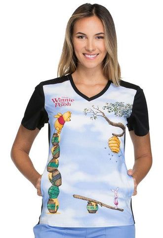 V-Neck Knit Panel Top