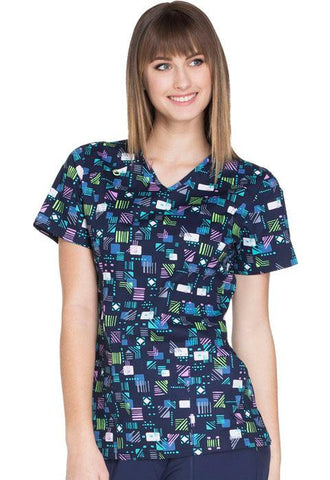 Women's V-Neck Print Top